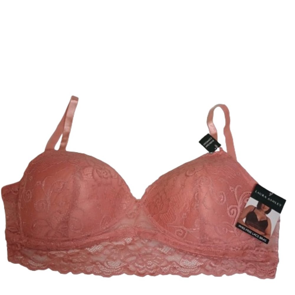 NWT Laura Ashley Padded Bralette Wire Free Color Peach Sz 38DD Pictured